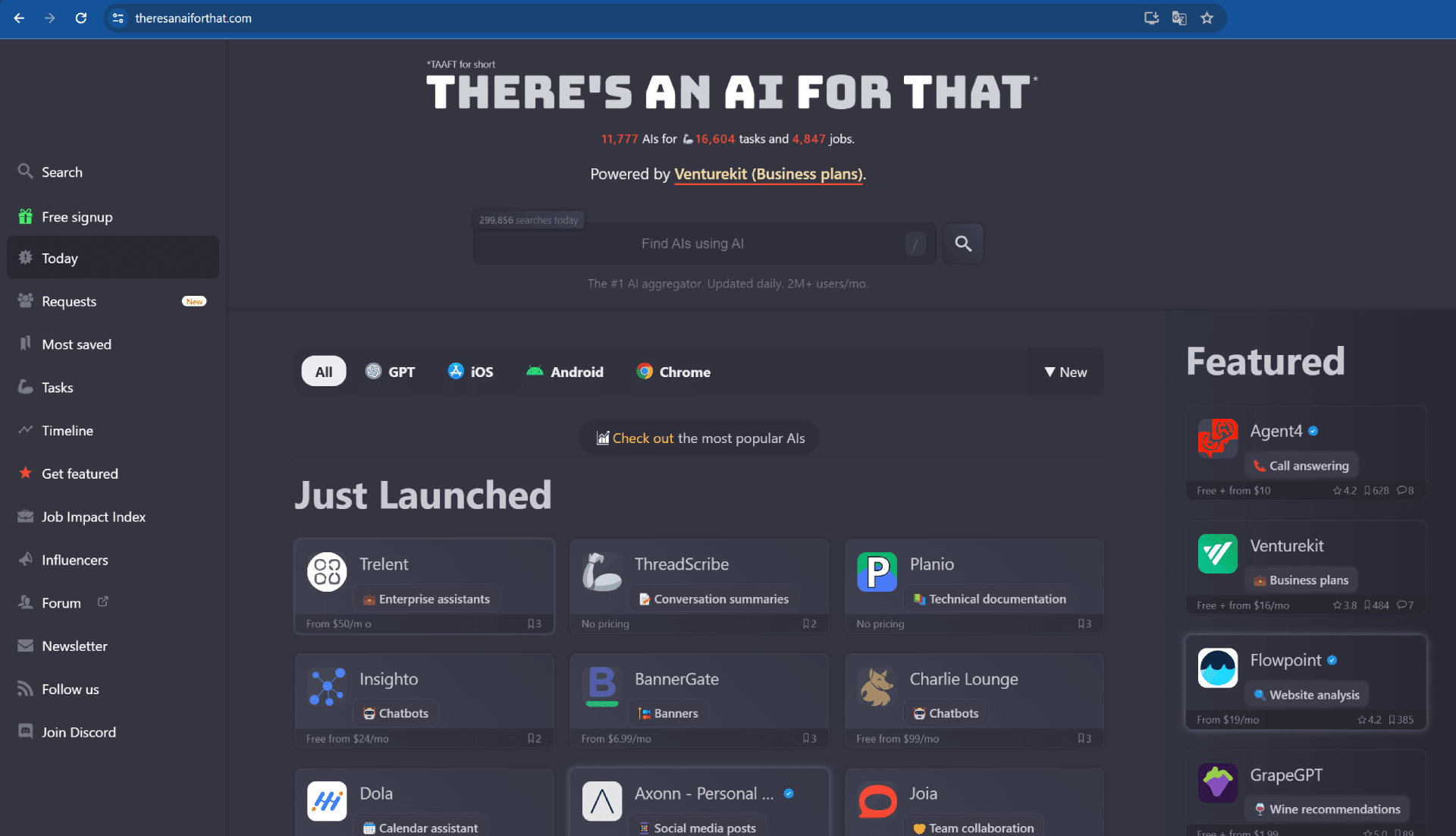 Dove trovare strumenti di AI? Nel sito: “There’s An AI For That”.
